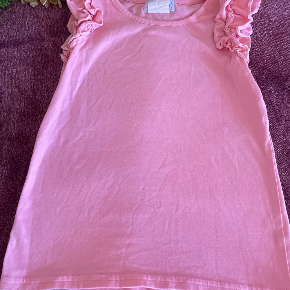 Serendipity Pink Ruffled Kids Top Sz 7/8